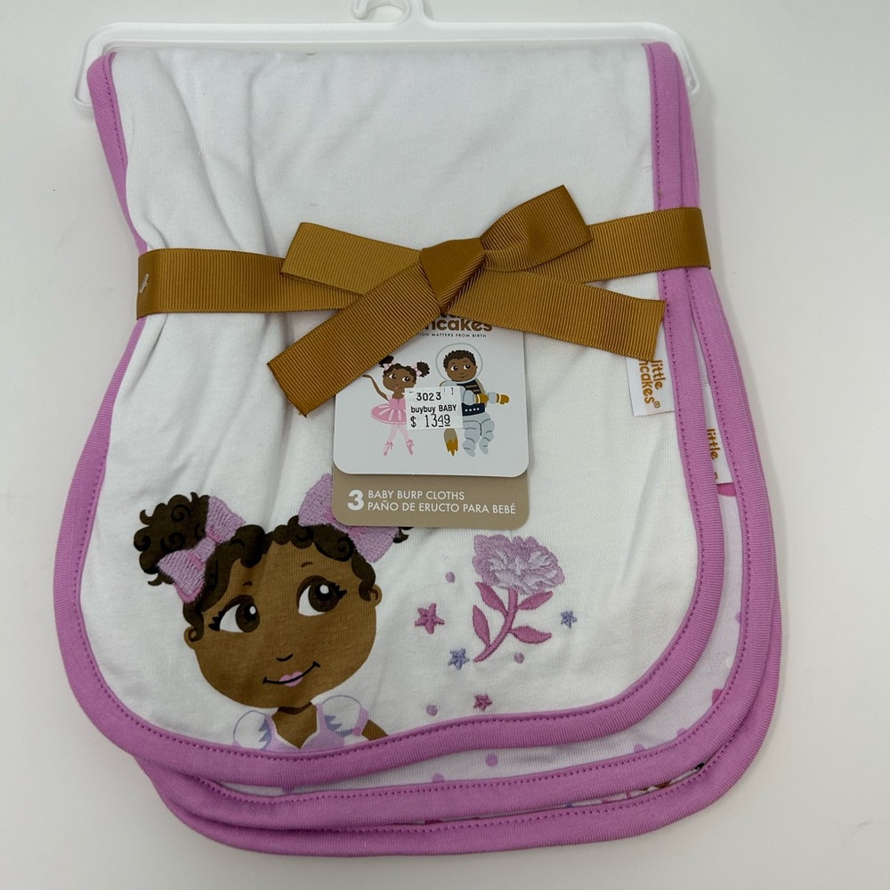 NWT Little Muffincakes Baby Girl 3 pack Burp Cloths
